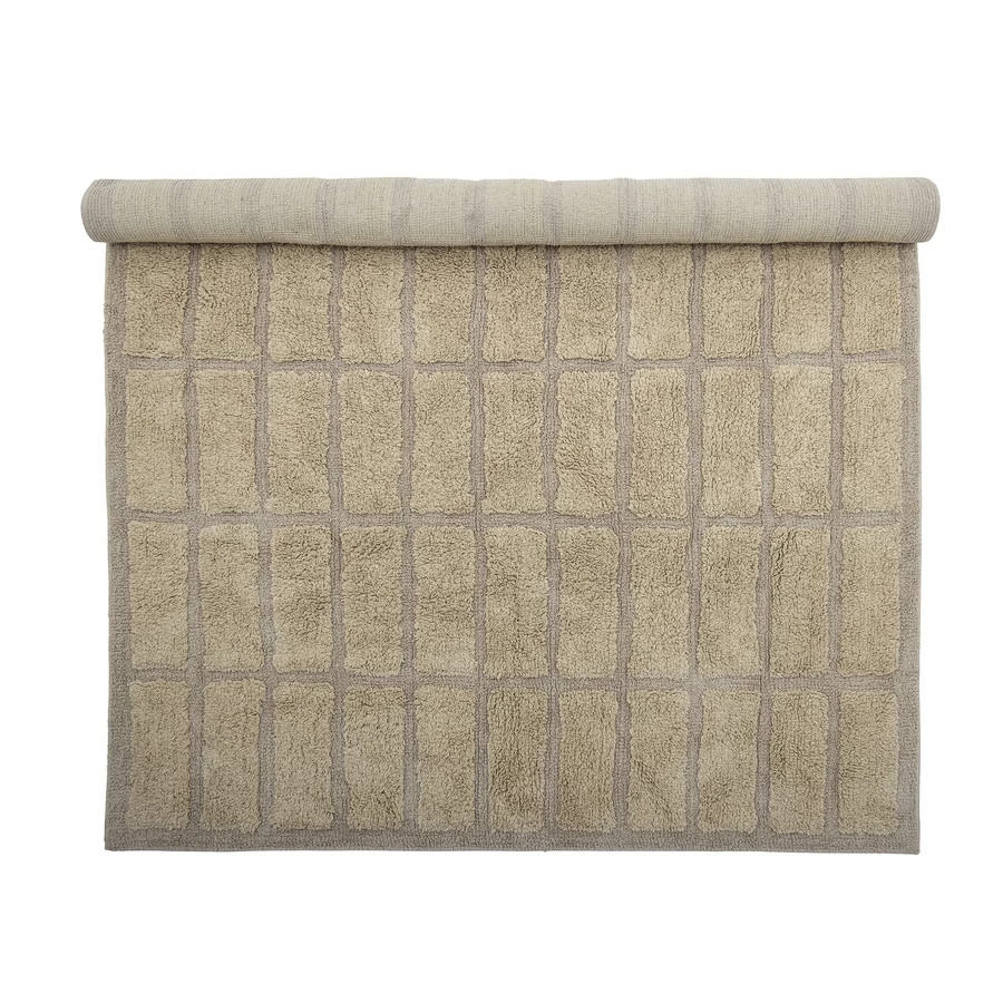 Barna kézzel tűzött pamut szőnyeg 210x150 cm