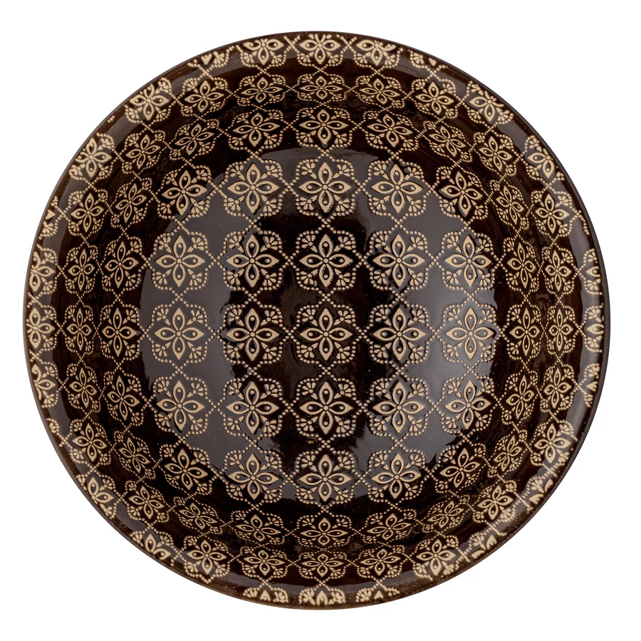 Barna virág mintás nagy tál szett