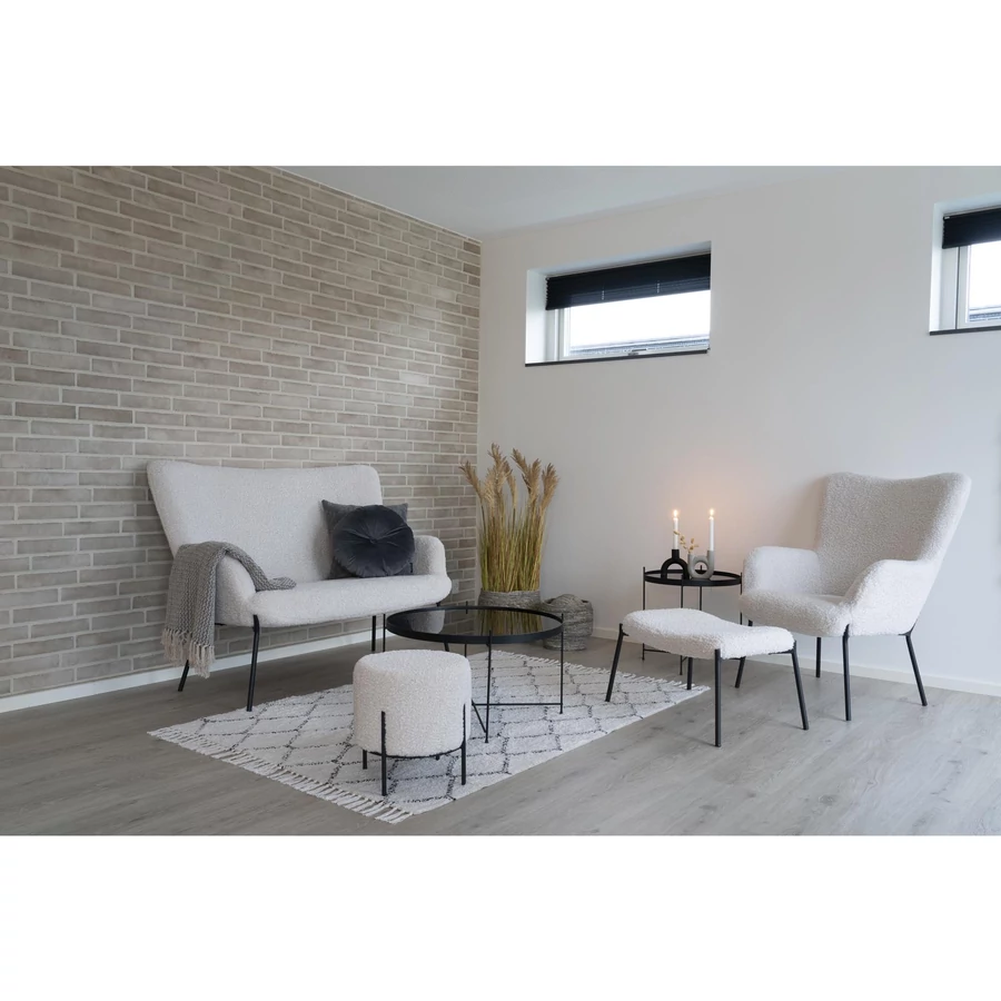 Elegáns fehér báránybőr hatású puff