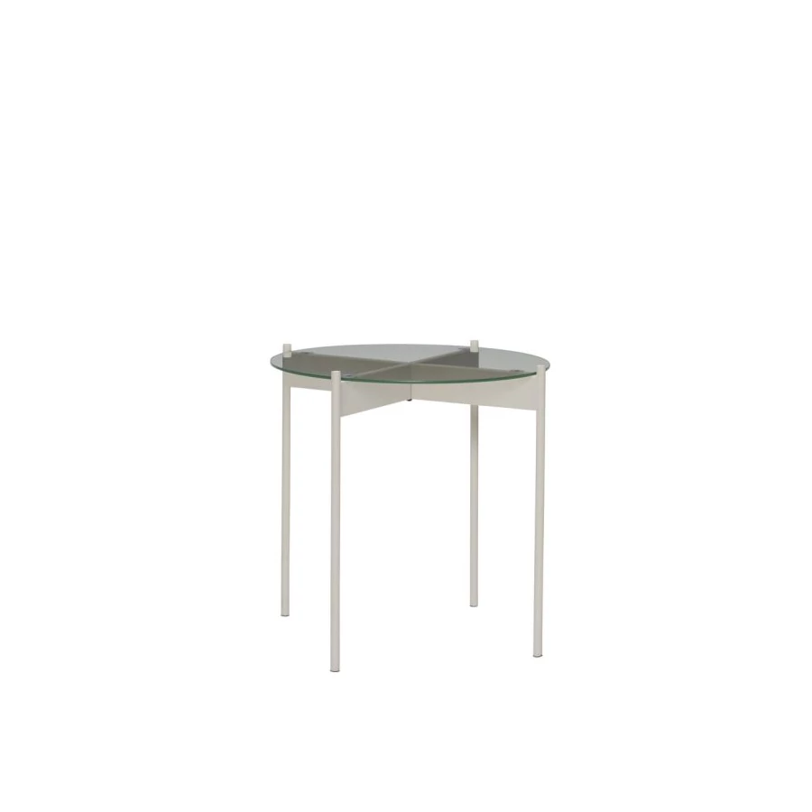 Elegáns homokszínű üveg kisasztal