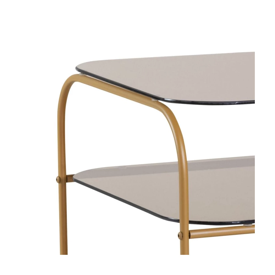 Elegáns narancsszínű üveg kisasztal