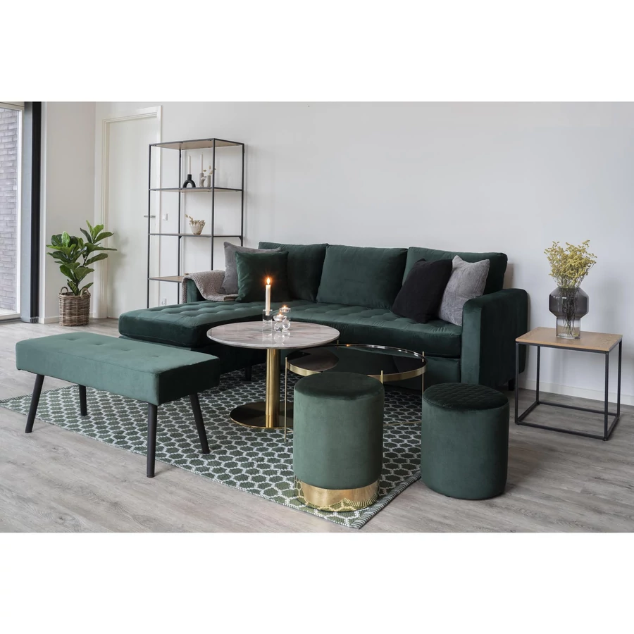 Elegáns sötétzöld bársony ülőpad