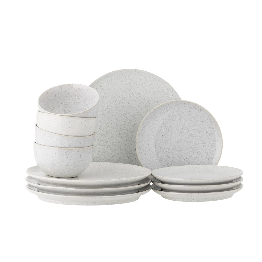 Fehér kerámia 4 személyes étkészlet
