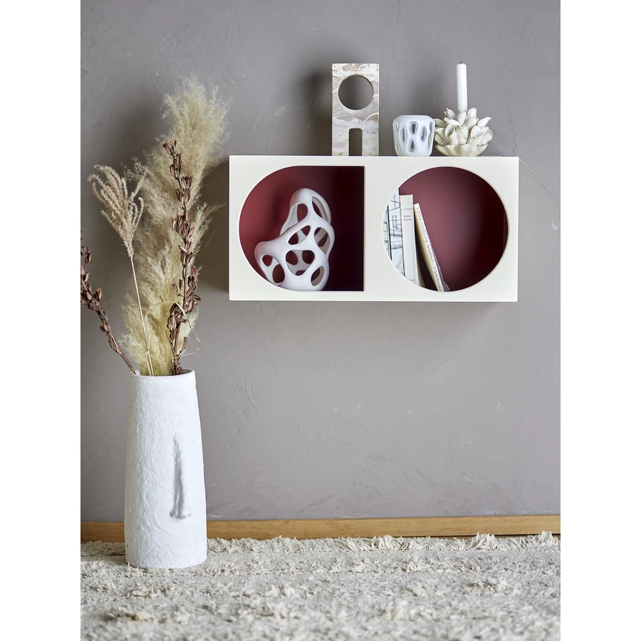 Fehér és bordó fali polc