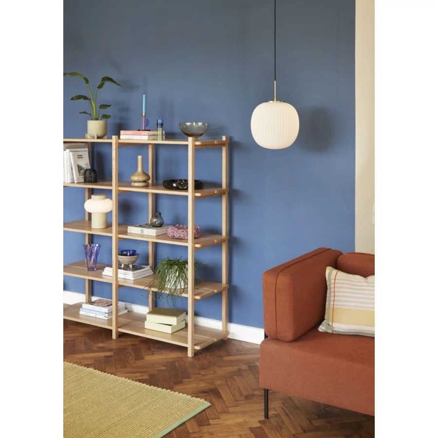 Fehér matt bordázott függőlámpa 42 cm