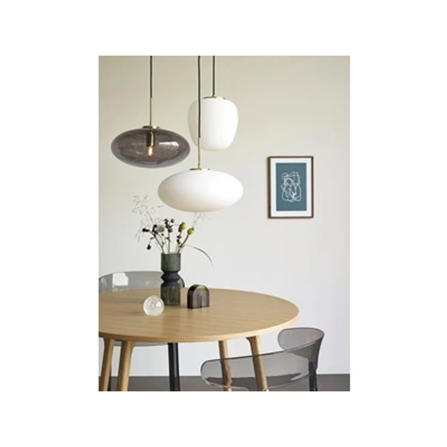 Fehér matt üveg lapított függőlámpa 40 cm