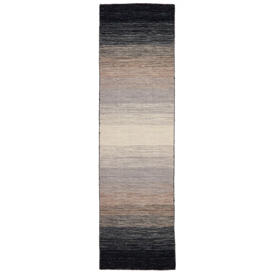 Fekete és szürke gyapjú kilim szőnyeg 200 x 80 cm