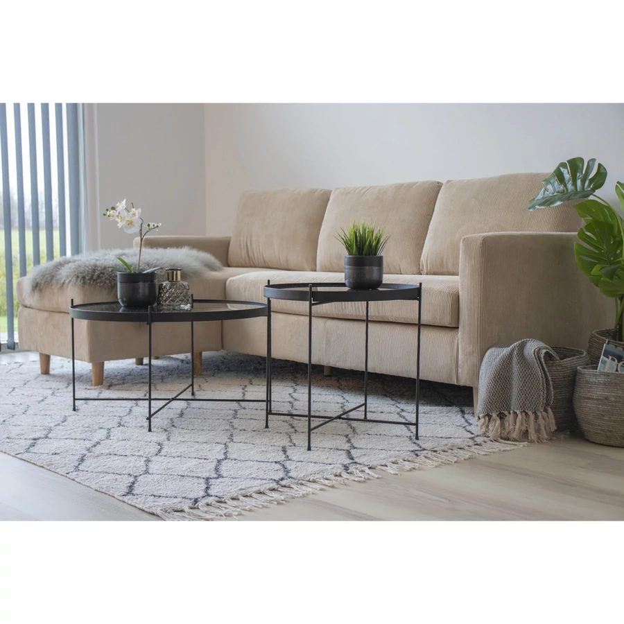 Fekete kerek üveg kisasztal ø48 cm