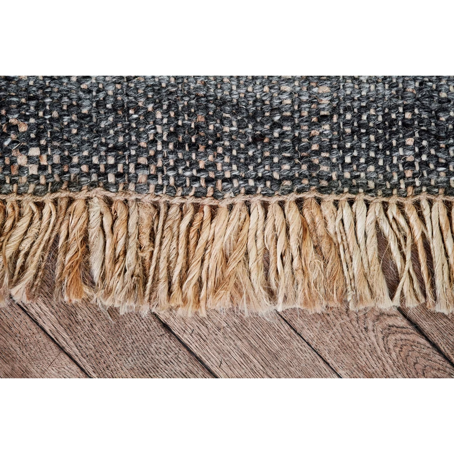 Fekete prémium gyapjú szőnyeg 240x170 cm