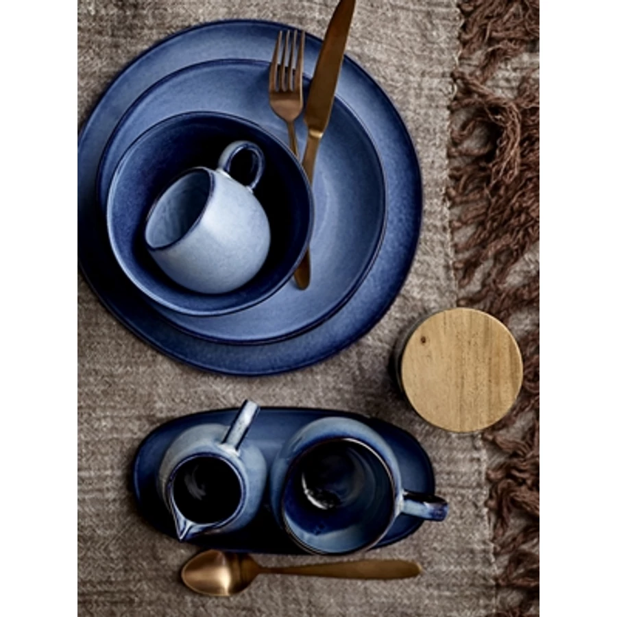 Kék kerámia lapostányér 6 db