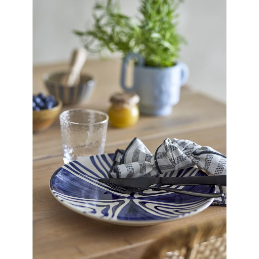 Kék mintás kerámia nagytányér 6 db
