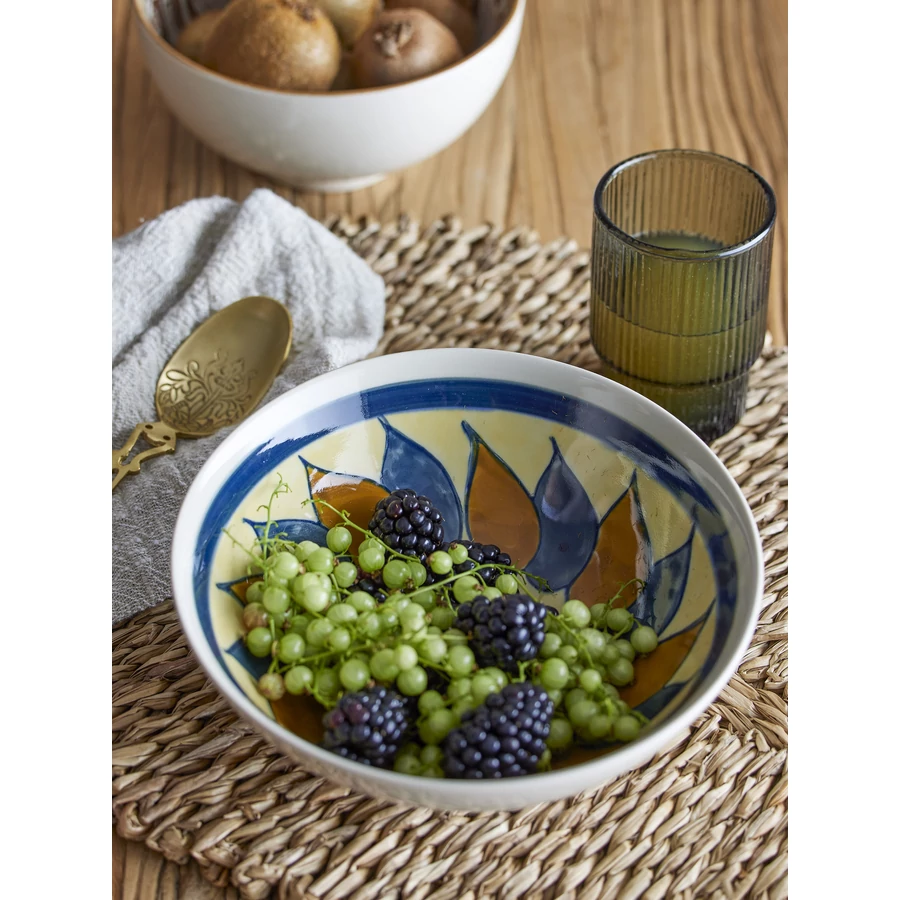 Kézzel festett mintás kerámia tál szett