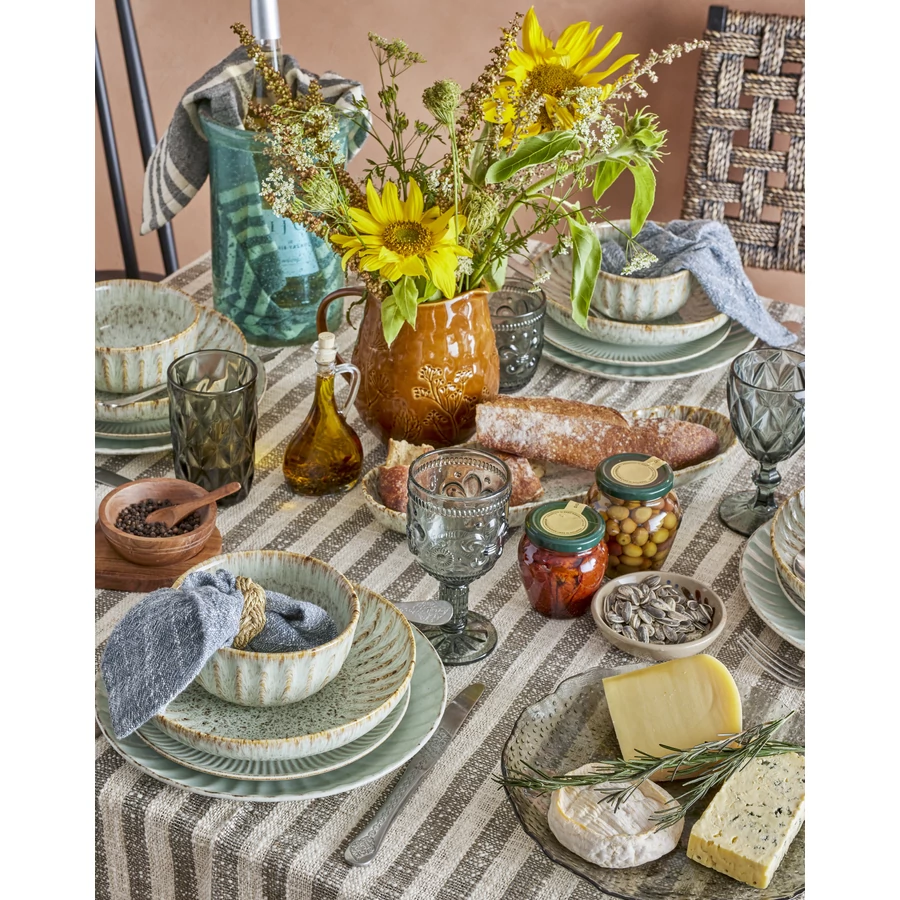 Natúr mintás kerámia reggelizőtál 6 db