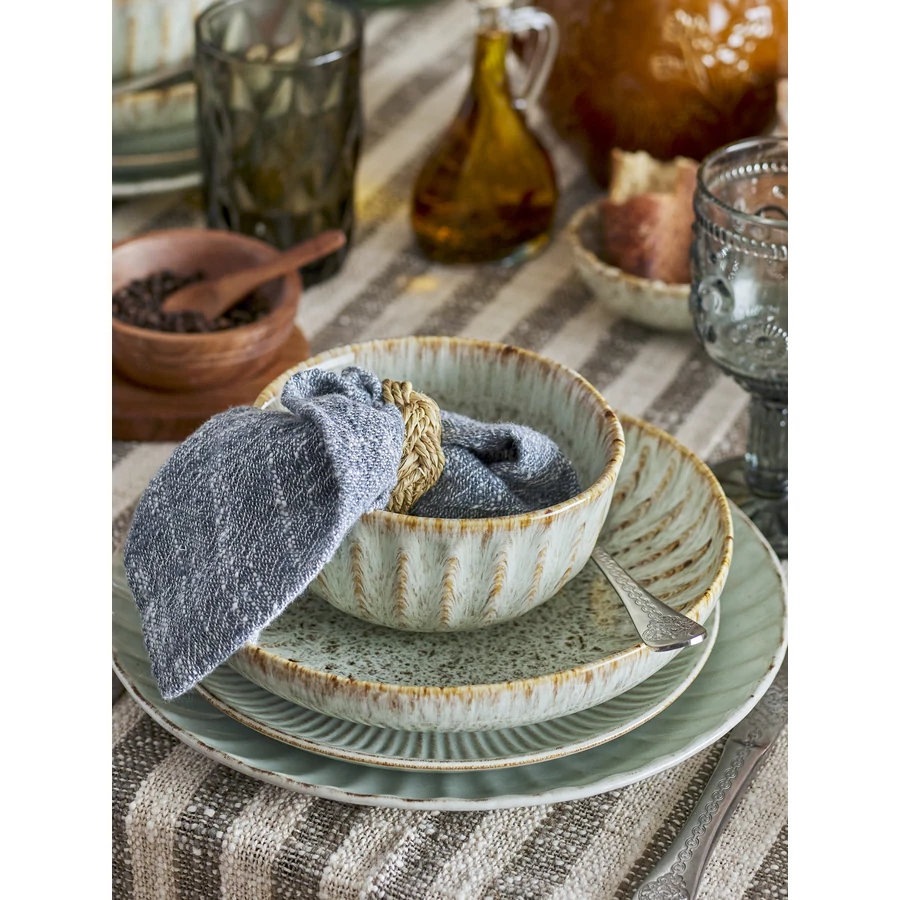 Natúr mintás kerámia reggelizőtál 6 db