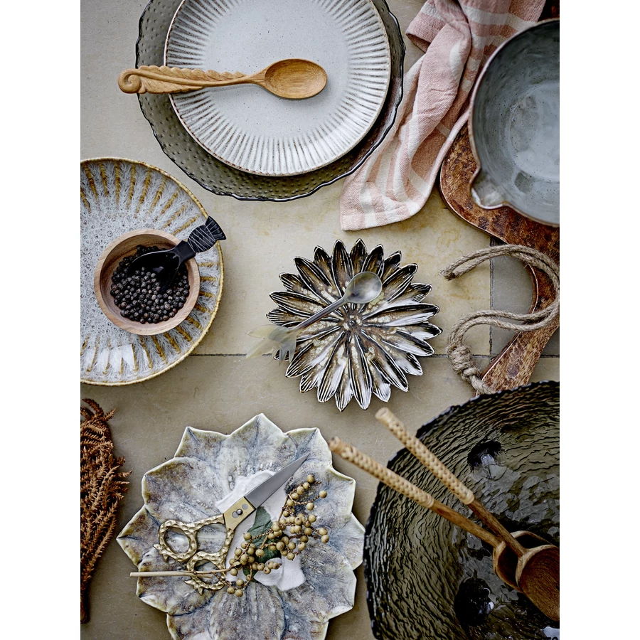 Natúr mintás kerámia tésztatál 6 db