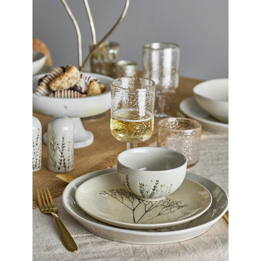 Natúr virág mintás reggeliző szett 4 főre