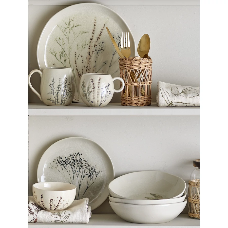 Natúr virág mintás reggeliző szett 4 főre