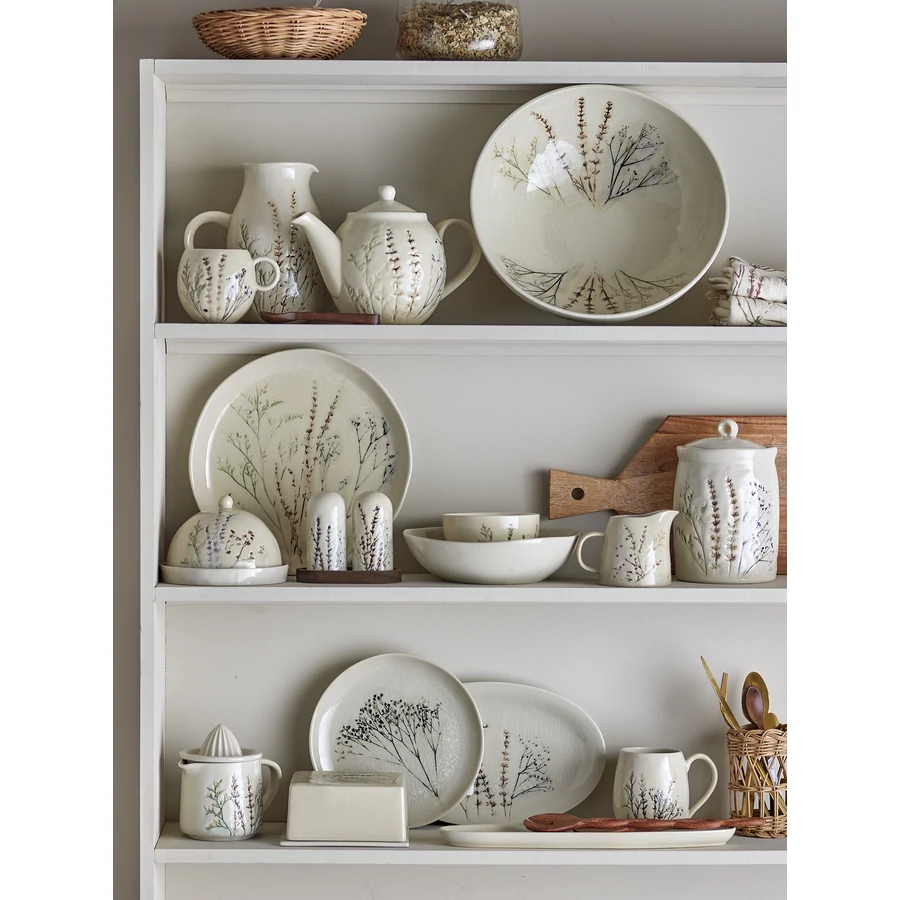 Natúr virág mintás reggeliző szett 4 főre