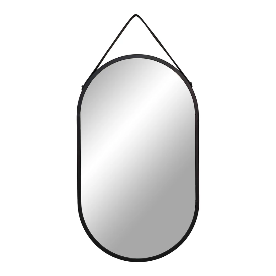 Ovális tükör fekete keretben 35x60 cm