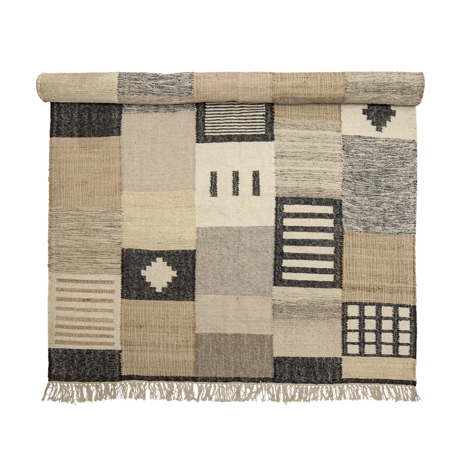 Patchwork hatású barna mintás szőnyeg 245x150 cm
