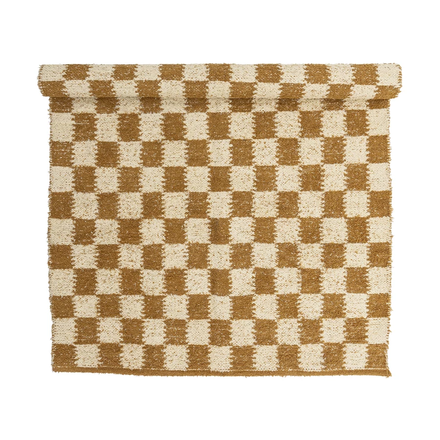 Sárga kockás pamut szőnyeg 140x200 cm