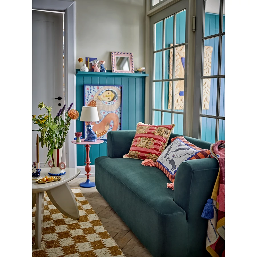 Sárga kockás pamut szőnyeg 140x200 cm