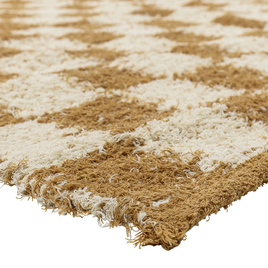 Sárga kockás pamut szőnyeg 140x200 cm