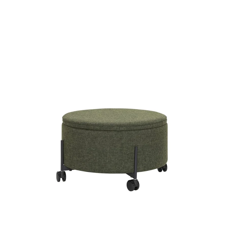 Sötétzöld tárolós kerek puff ø66 cm