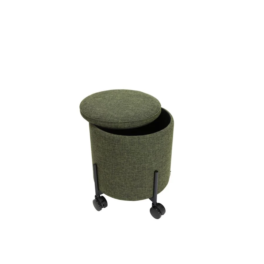 Sötétzöld tárolós kis kerek puff ø42 cm