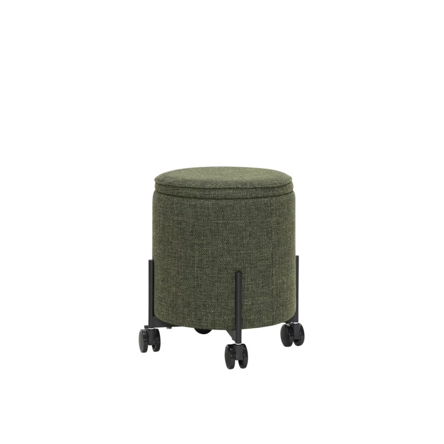 Sötétzöld tárolós kis kerek puff ø42 cm