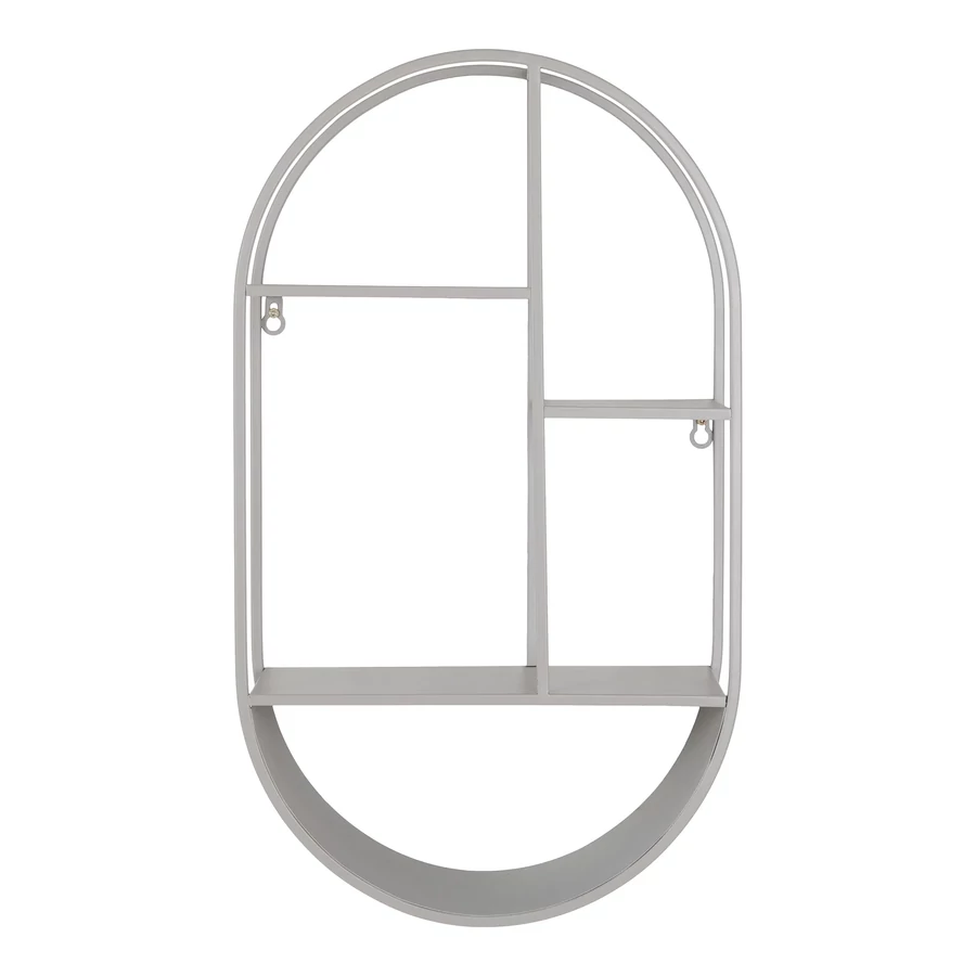 Szürke fém ovális fali polc 60 cm