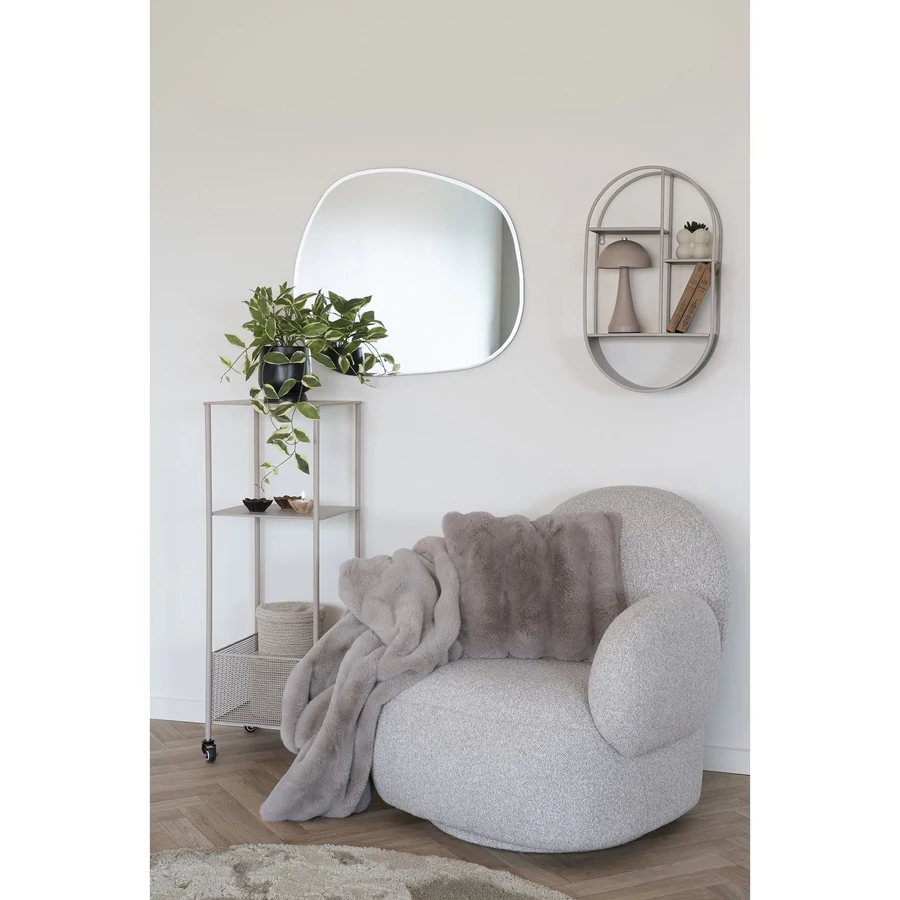 Szürke fém ovális fali polc 60 cm