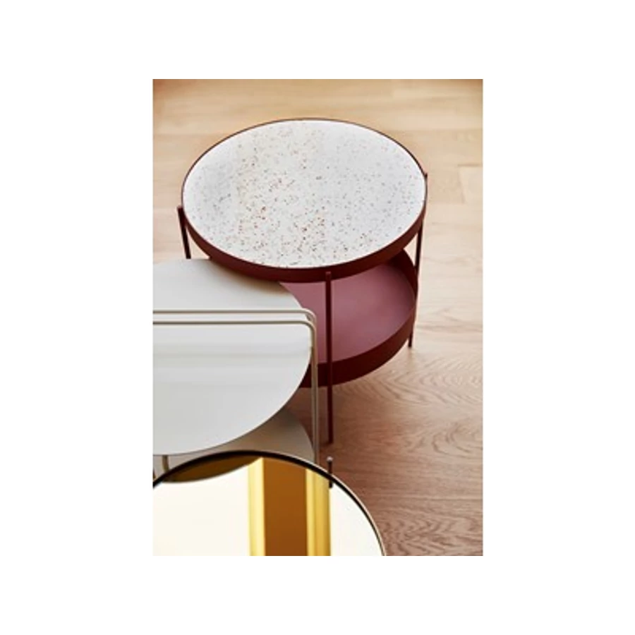 Szürke fém polcos kisasztal