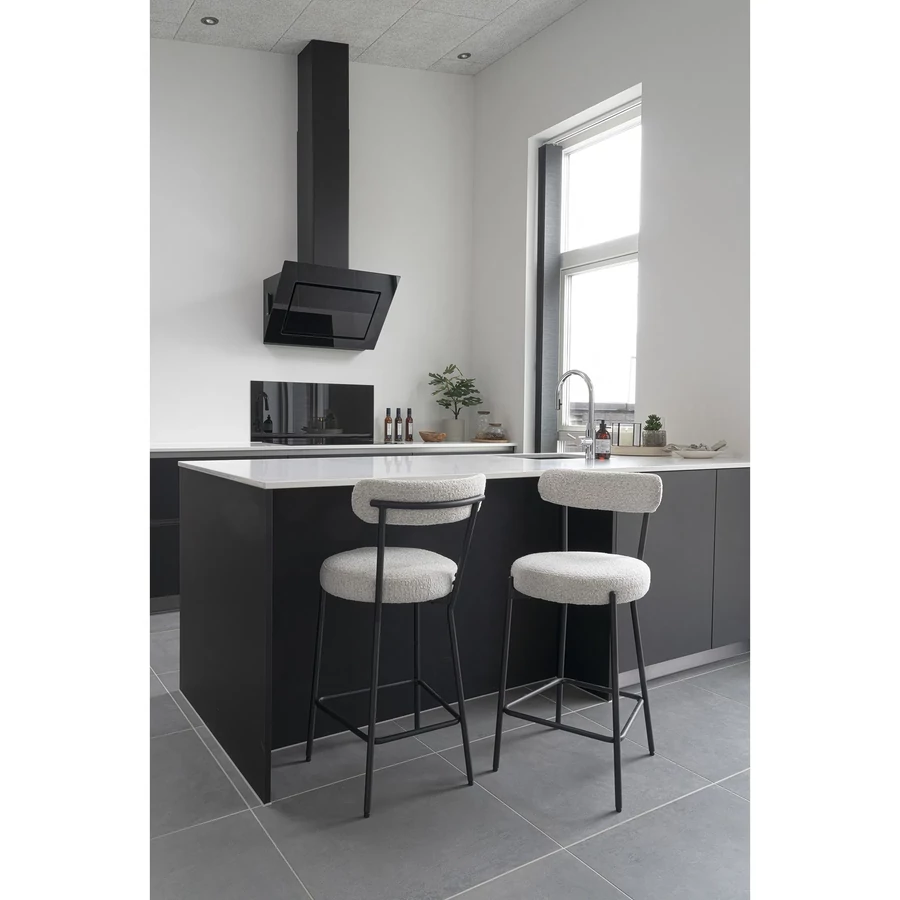 Támlás fehér szövet bárszék 90 cm