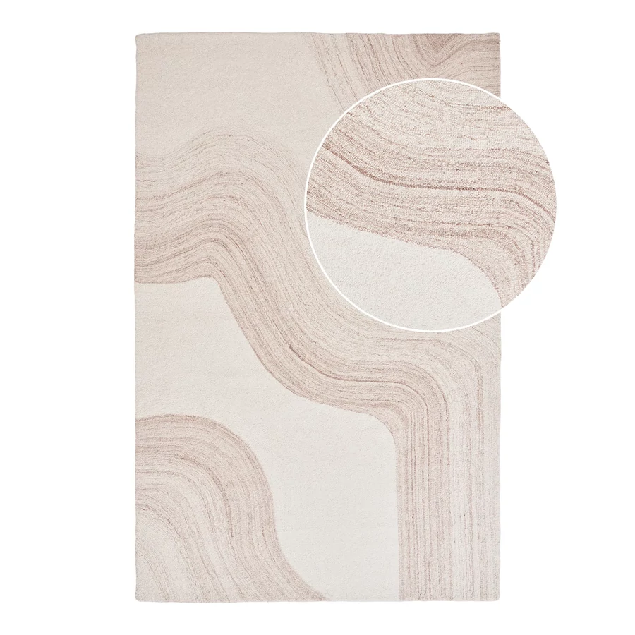 Világos kézzel tűzött gyapjú szőnyeg 200x300 cm