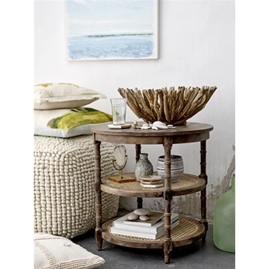 Világos gyapjú kocka puff