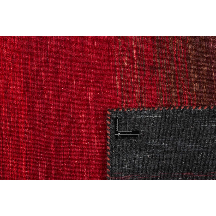 Vörös és fekete prémium kilim szőnyeg 90x60 cm